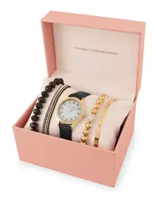 French Connection Women Embellished Analogue Watch FCW15BL Gift Set