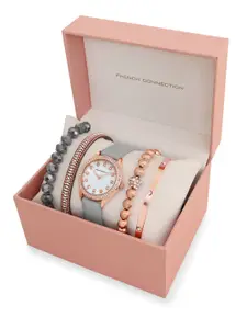 French Connection Women Embellished Analogue Watch FCW15GRL Gift Set