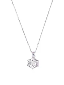 Zeraki Jewels Silver-Plated Floral Shaped Pendants With Chains