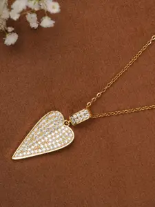 Zeraki Jewels Gold-Plated Feather Shaped Pendants With Chains