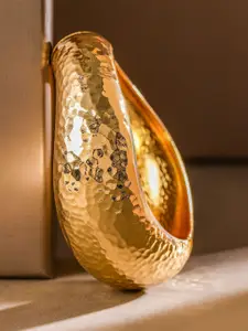 Rubans 18K Gold Plated Glossy Hammered Bold Statement Bangle Bracelet