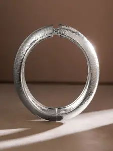 Rubans Silver Plated Textured Bangle Bold & Contemporary Statement Jewelry