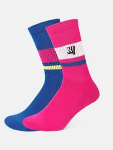 Socksxpress Men Pack Of 2 Patterned Pure Cotton Crew-Length Socks