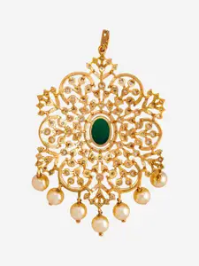 Kushal's Fashion Jewellery Gold-Embellished Bridal Cubic Zirconia Floral Shaped Pendant