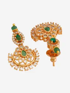 Kushal's Fashion Jewellery Gold-Plated Floral Copper Zircon Drop Earrings