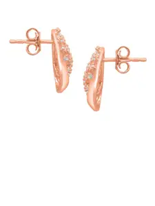 Zavya 925 Sterling Silver Rose Gold-Plated Cubic Zirconia-Studded Contemporary Studs