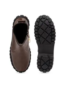 The Roadster Lifestyle Co Women Block Heels Mid-Top Monk Strap Boots