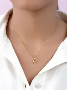 Zavya 925 Sterling Silver Gold-Plated CZ Studded Contemporary Pendant With Chain