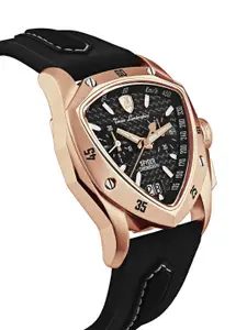 Tonino Lamborghini Men Swiss Made Spyder Quartz Black Dial Analog Watch - TLF-A13-8