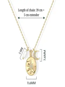 AQUASTREET 14K Gold-Plated Antitarnish Star & Moon Pendant Necklace