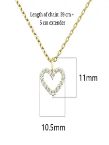 AQUASTREET 14K Gold-Plated Antitarnish Zircon Stones Heart Pendant Necklace