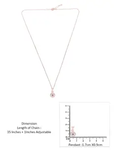 KAI JEWEL 925 Sterling Silver Rose-Gold Plated Cubic Zirconia Pendant With Chain