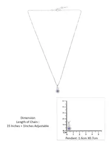 KAI JEWEL 925 Sterling Silver Rhodium-Plated CZ Contemporary Pendant with Chain