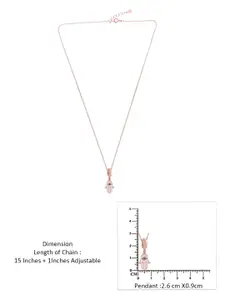 KAI JEWEL Rose-Gold Plated Sterling Silver Cubic Zirconia Studded Pendant With Chain