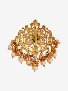 Kushal's Fashion Jewellery Embellished Bridal 92.5 Silver Zircon Floral Pendant