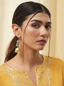 Biba Gold-Plated Artificial Beads Beaded Dome Shaped Jhumkas