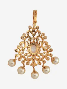 Kushal's Fashion Jewellery Rose Gold-Plated CZ-Stone Embellished Bridal Floral Finger Ring