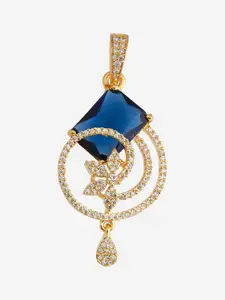 Kushal's Fashion Jewellery Sapphire Gold-Plated Party Zircon Pendant Set