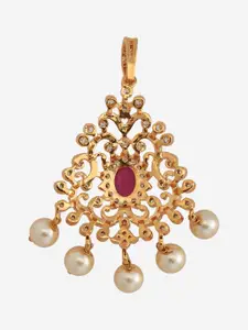Kushal's Fashion Jewellery Mint Rhodium Gold-Embellished Bridal Party Zircon Pendant Set