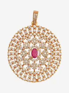 Kushal's Fashion Jewellery Embellished Bridal Pink Gold-Plated Party Zircon Pendant Set