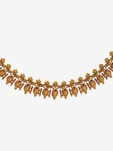 Kushal's Fashion Jewellery Copper Gold-Plated Artificial Stones Studded Antique Necklace