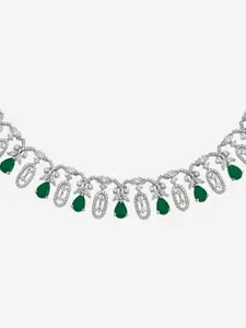 Kushal's Fashion Jewellery Copper Rhodium-Plated Artificial Stones Studded Necklace