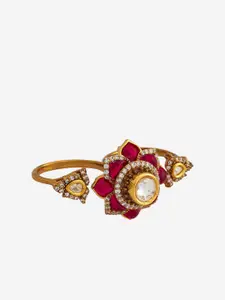 Kushal's Fashion Jewellery Victorian-Plated Ruby-Studded Finger Ring