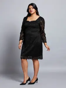 Globus Gloplus Sweetheart Neck Floral Lace Scalloped Hem Plus Size Sheath Party Dress