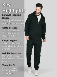 Raxedo Men Survival Game Sports Tracksuit with Cargo Joggers T-Shirt & Zipper Jacket