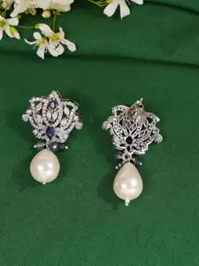 ABDESIGNS Sophisticated Silver Plated Pearl American Diamond Necklace Set