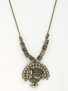Anouk Women Gold-Plated Peacock Design Pendant with Chain