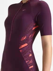 Speedo Women  Enduraflex UPF 40+ Splice Print Closedback Kneesuit With Removable Bra Pads