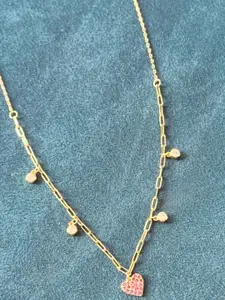 The Jewellery Tale Gold-Plated Artificial Stone Studded Minimal Necklace