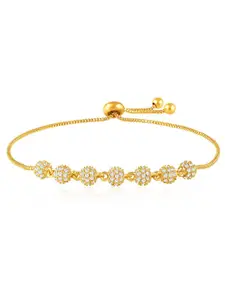 Peora Women Brass Cubic Zirconia Gold-Plated Wraparound Bracelet