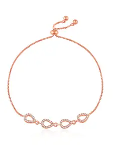Peora Women Brass Cubic Zirconia Rose Gold-Plated Wraparound Bracelet
