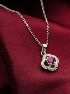 Soraya Luxe Rhodium-Plated 925 Sterling Silver Natural Ruby Pendant Necklace With Chain