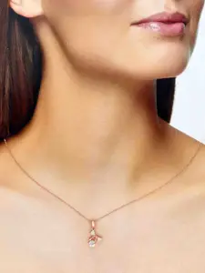 KAI JEWEL Rose Gold-Plated Stone-Studded Pendants With Chains