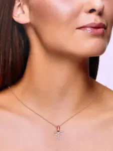 KAI JEWEL Rose Gold-Plated Stone-Studded Pendants With Chains