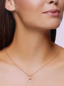 KAI JEWEL Rose Gold-Plated Stone-studded Pendants With Chains