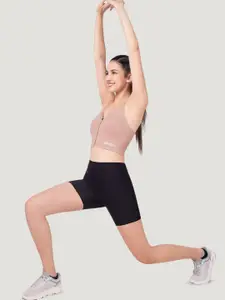 PLUMBURY Full Coverage Front Zip Lightly Padded Rapid Dry Workout Sports Bra