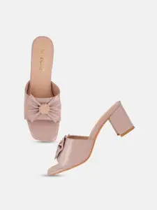 DressBerry PU Party Block Sandals with Bows