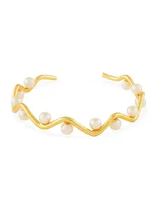 Zaveri Pearls Studded Gold-Plated Cuff Bracelet