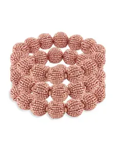 Zaveri Pearls Pack Of 3 Rose Gold-Plated Artificial Beads Beaded Bracelets