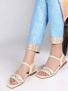 Anouk Women Embellished Ethnic Open Toe Flats