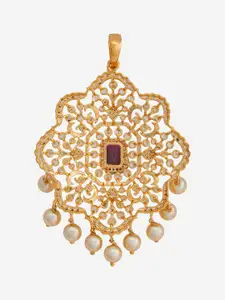 Kushal's Fashion Jewellery Gold-Plated Zircon Studded & Beaded Contemporary Pendant