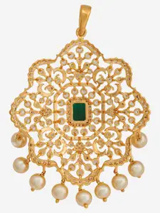 Kushal's Fashion Jewellery Gold-Plated Cubic Zirconia Studded & BeadedContemporary Pendant