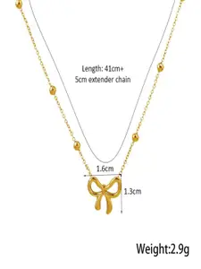 AQUASTREET 18K Gold Plated Waterproof Anti-Tarnish Bow Pendant Dotted Necklace