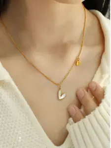 AQUASTREET 18K Gold Plated Waterproof Anti-Tarnish Twinning Heart Pendant Necklace