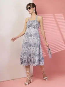 DressBerry Women Floral Printed Halter Neck Empire Dress