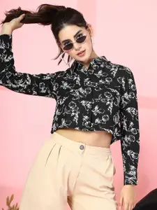 DressBerry Women Relaxed Boxy Fit Spread Collar Floral Printed Casual Shirt